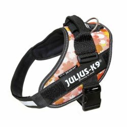   Julius-K9 IDC Powerhám, felirattal, méret 0 "Rózsaszínen virágok"