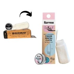   Fürree ujjra húzható fogtisztító kendő kutyáknak és macskáknak, ajándék fogmosó porral
