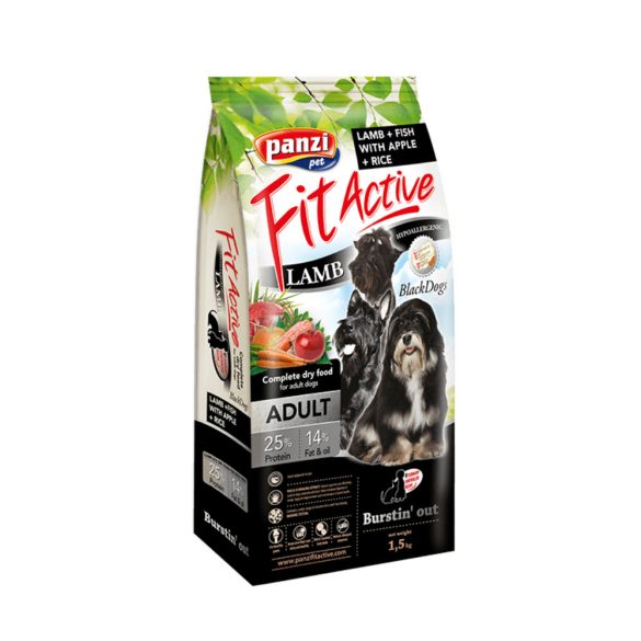 Panzi FitActive Hypoallergenic Black Dogs Lamb, Fish, Apple & Rice 1,5 kg