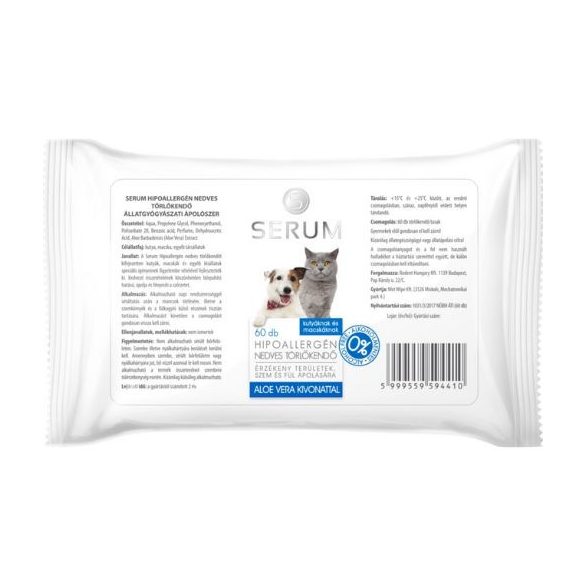 Serum Hypoallergén Nedves Törlőkendő 60db - Aloe Vera