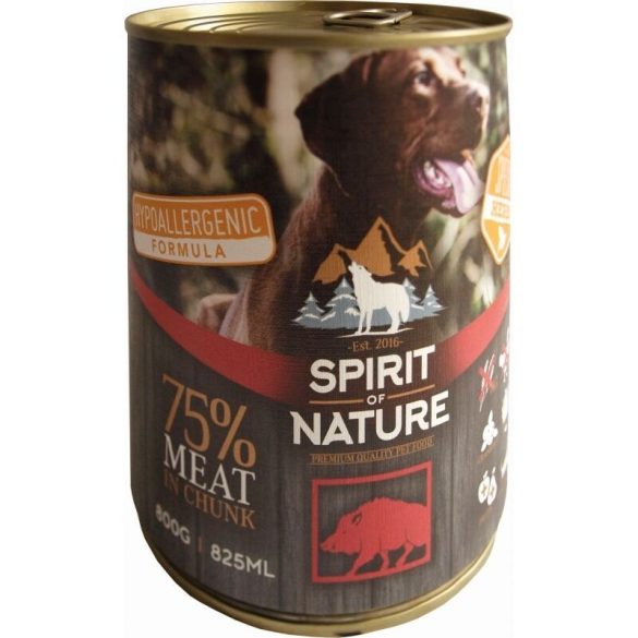 Spirit of Nature Dog konzerv Vaddisznóhússal 12x800g