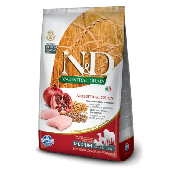 N&D Dog Ancestral Grain csirke,tönköly,zab&gránátalma Adult medium&maxi 12kg